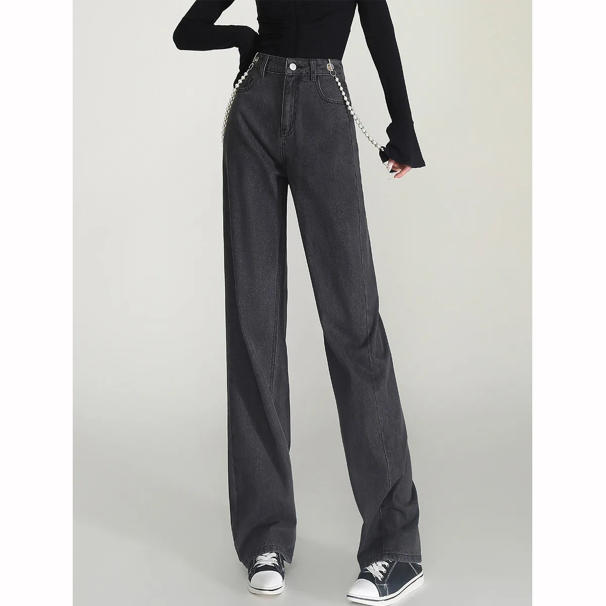 LOUIS YAO 2025 Spring Autumn Vintage Casual Straight leg Women's Pants Fashionable High Waist Style Pants Women's Jeans 2