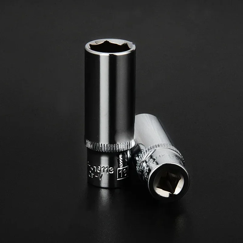1PC 3/8inch Deep Socket Adapter Medium Fly Hex Long Socket Wrench Heads Chromium-vanadium Steel Ratchet Wrench Adapter 8-24mm 4