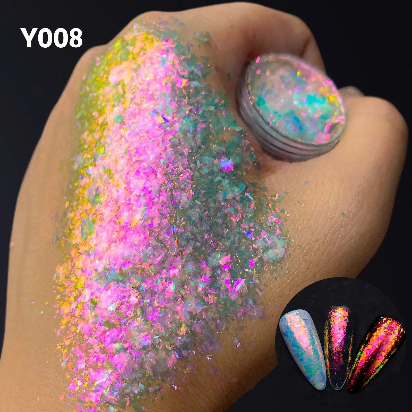 1Jar Aurora Chameleon Opal Polvere Chameleon Fiocchi Shiny Paillettes Specchio Sirena Iridescente Nail Shadow Nail Art