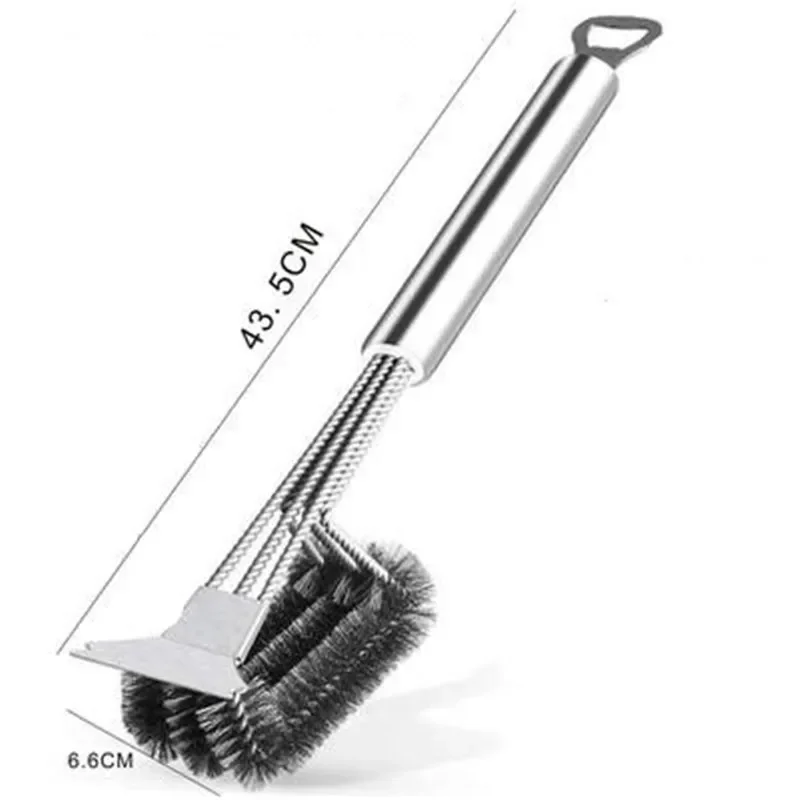 Grill Cleaning Brush BBQ tool Grill Brush 3 Stainless Steel Brushes In 1 Provides Effortless Cleanin pizza furnace stove brush