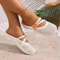Sabots de jardin pour femmes, respirants, ajourés, à enfiler, légers et confortables, pour usage quotidien, extérieur, plage et maison, kaki et blanc 2