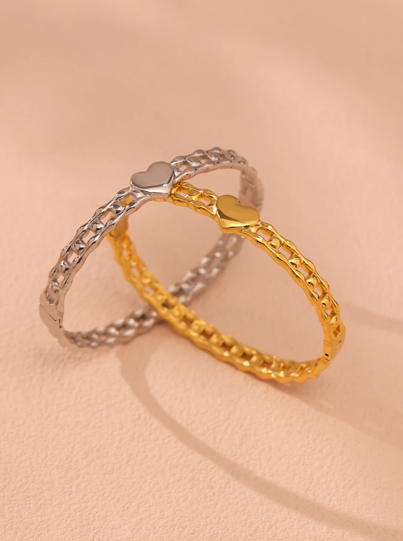 Riesenrad Herz Textur Armband Damen Edelstahl vergoldet wasserdicht Armreif weiblichen Charme Schmuck Geschenk – Detail 9