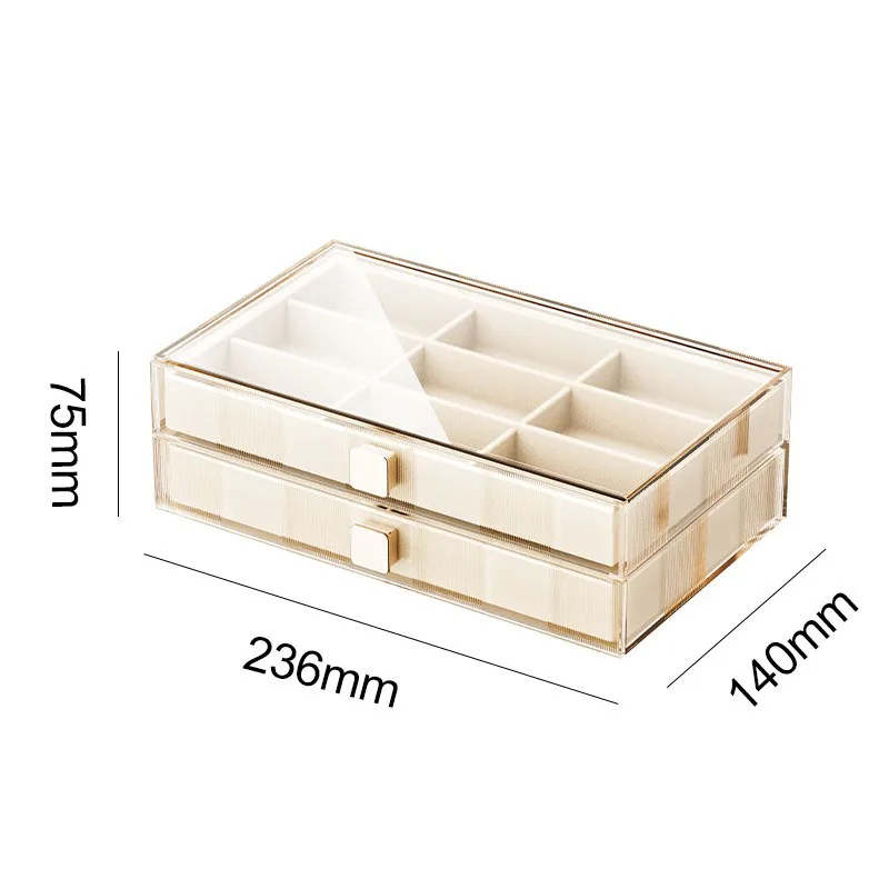 Transparent Jewelry Box Plastic Ring Necklace Bracelet Jewelry Boxes Organizer Velvet Drawer Earrings Display Separator Storage
