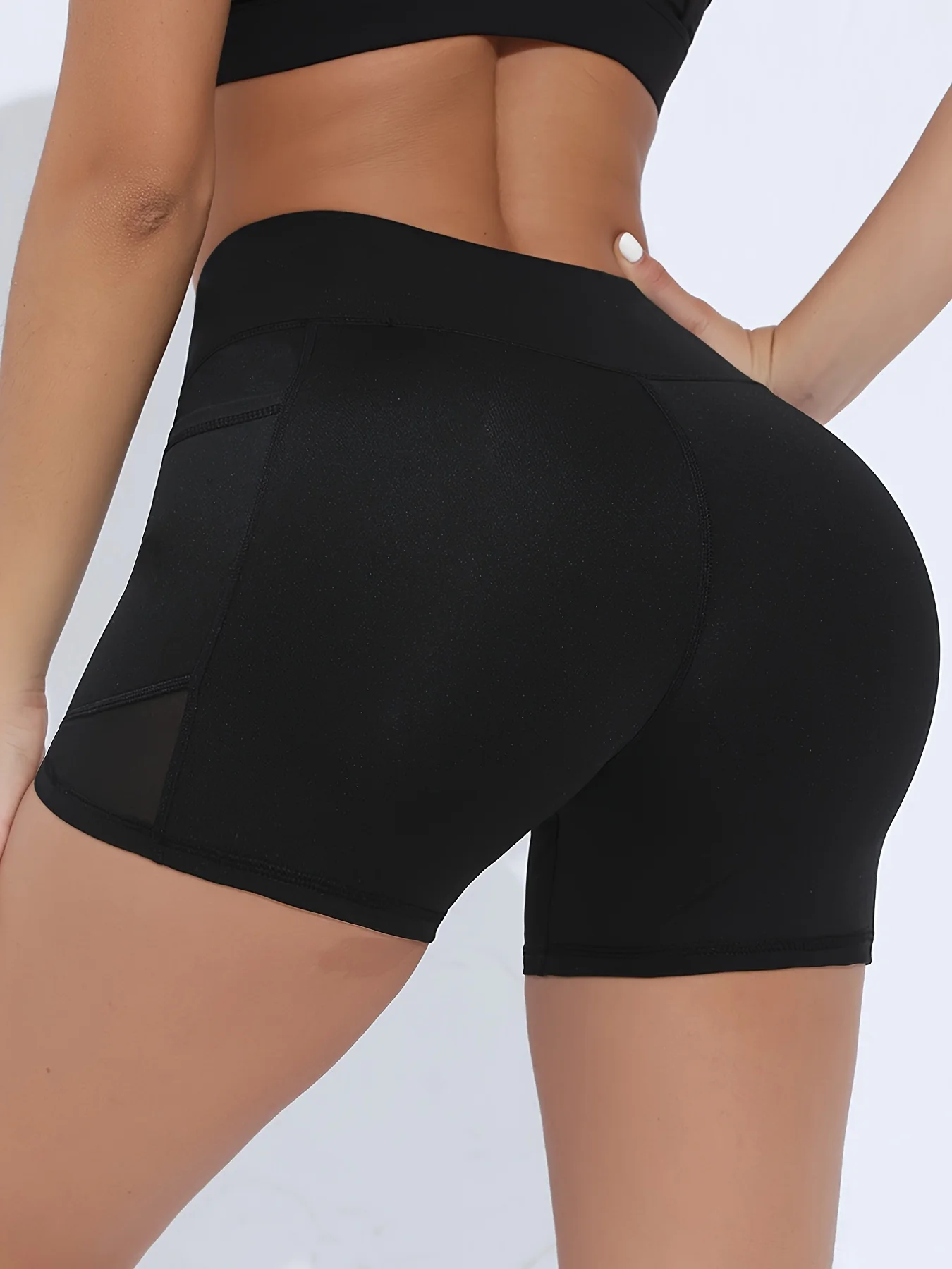 Sports Shorts Running Shorts Yoga Shorts Workout Shorts Women Cross High Waist with Pockets Tummy Tuck Exercise Tight