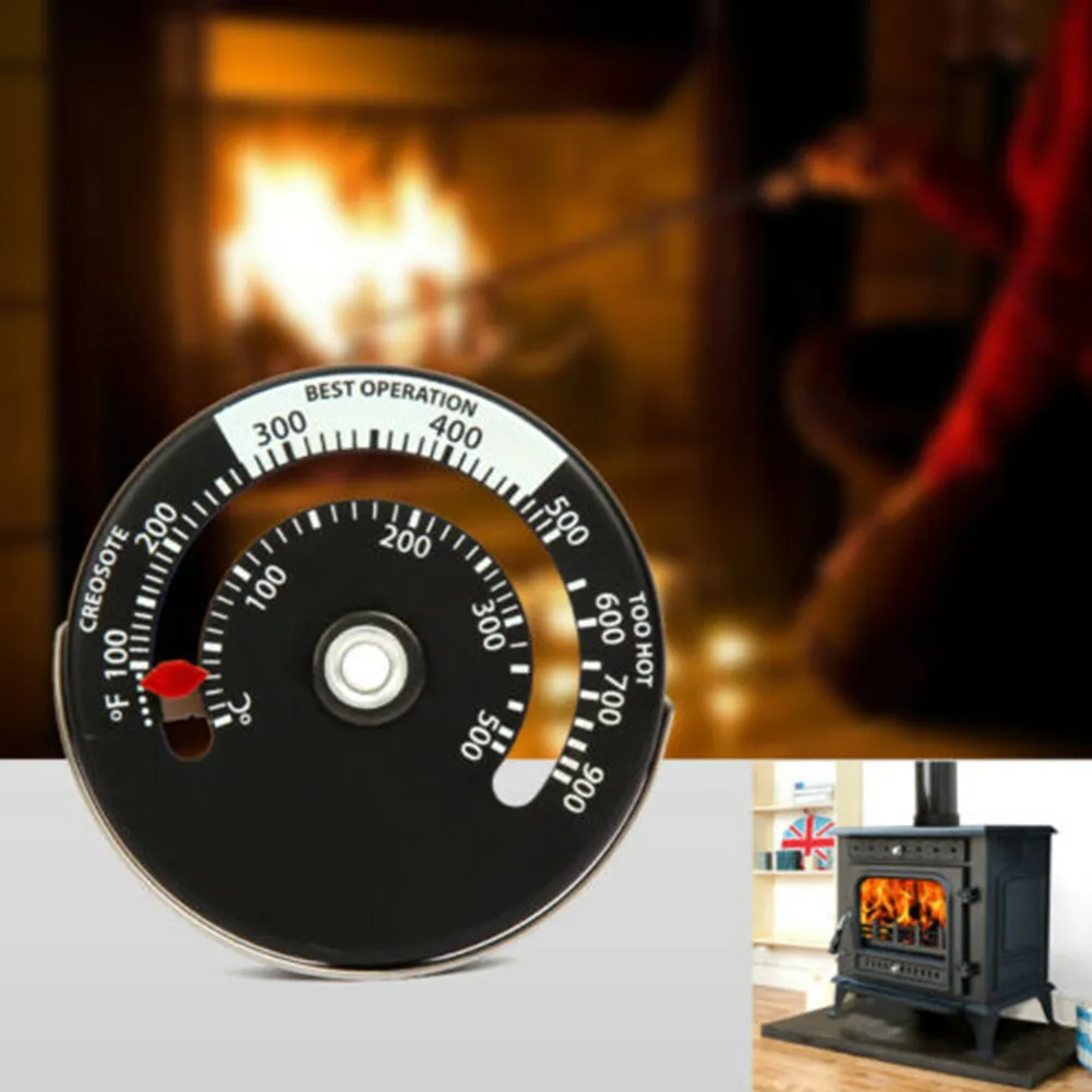 Temperature Monitor Thermometer Stove Thermometer Wood Burner For Fireplace 6.3cm*0.9cm Aluminum Alloy Flue Log