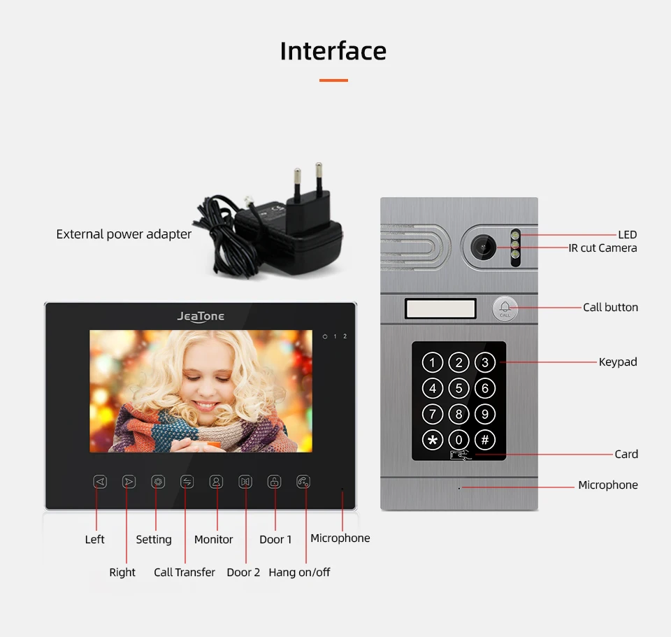 Jeatone-家庭用ビデオインターホン,Tuya,fhd,wifi,ドアベル,キーボードロック解除,1080pスクリーン,素晴らしい13.5mhzモーション,7in  AliExpress