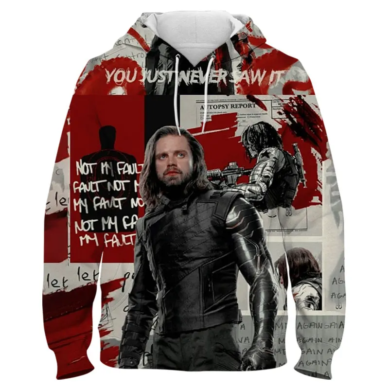 

Men's Sweetshirts Spring Autumn Fashion Women Oversized Hoodies Marvel Hero Winter Soldier 3D Print Cool Boy Girl Kids Clothing