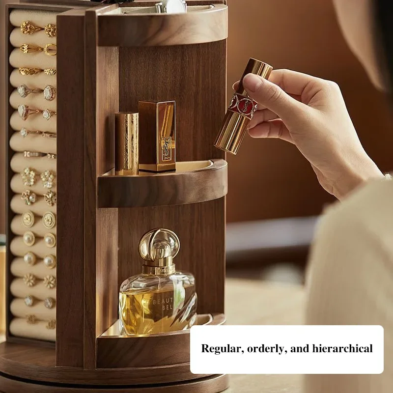 Luxury Retro Jewelry Box Wood Rotating Jewelry Storage Box Vertical Organizer Multi Functional Surprise Gift for Women Packaging - Image 6
