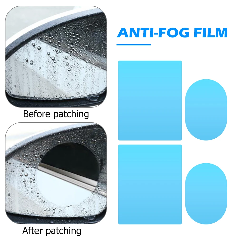 4pcs Rainproof Car Side Mirror Window Films Clear Waterproof Anti Fog Stickers