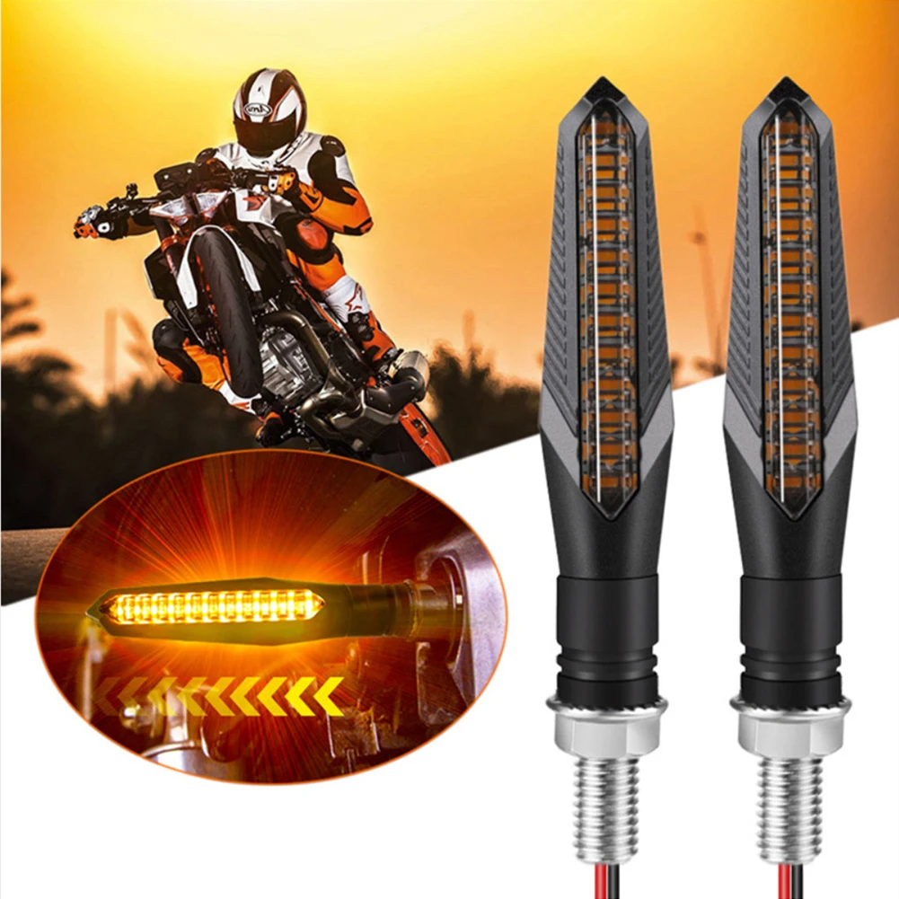 2pc Motorcycle LED Turn Signals Indicator 12V Sequential Amber Flasher Arrow Motorcycle Turn Light For Honda Yamaha Suzuki