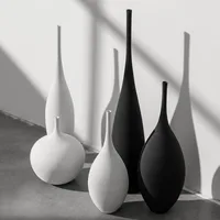 Modern Minimalist Handmade Ceramic Vase Black and White Simple Design Handmade Art Decoration Living Room Model Room Vase Decor 1