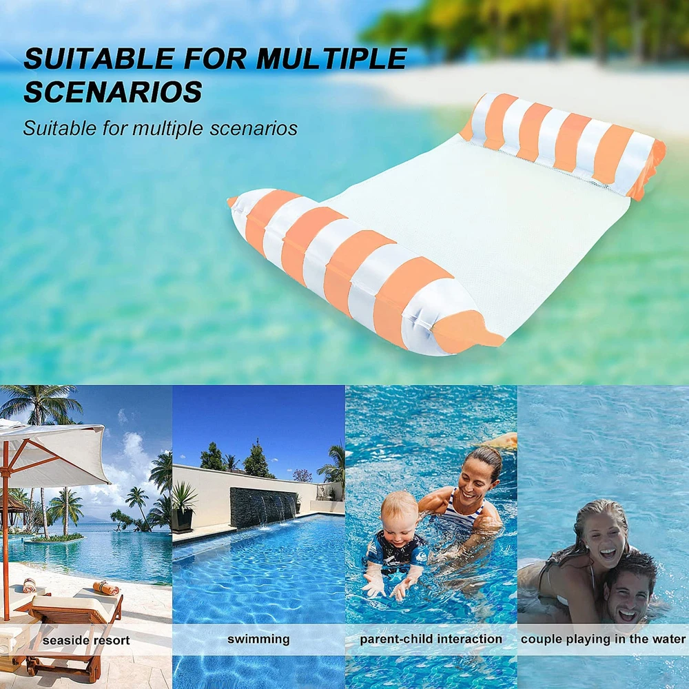 Description Picture 6 of itemInflatable Foldable Floating Row Backrest Air Mattresses Bed Beach Swimming Pool Water Sports Lounger float Chair Hammock Mat