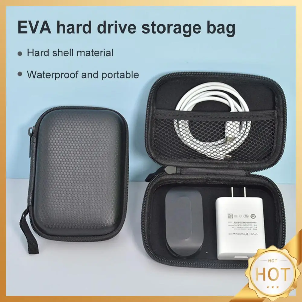 

EVA Hard Carrying Case Anti-Scratch Hard Drive Case Waterproof Earphone Storage Bags with Mesh Pocket Tech Gadgets Portable Case