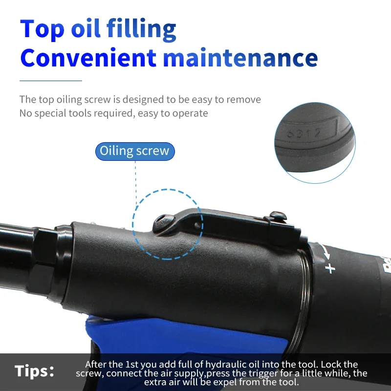 Pneumatic Riveter Fully Automatic Rivet Nut Gun M3 to M12 Air Hydraulic Industrial Riveting Tool Lightweight Upgraded RL-6312