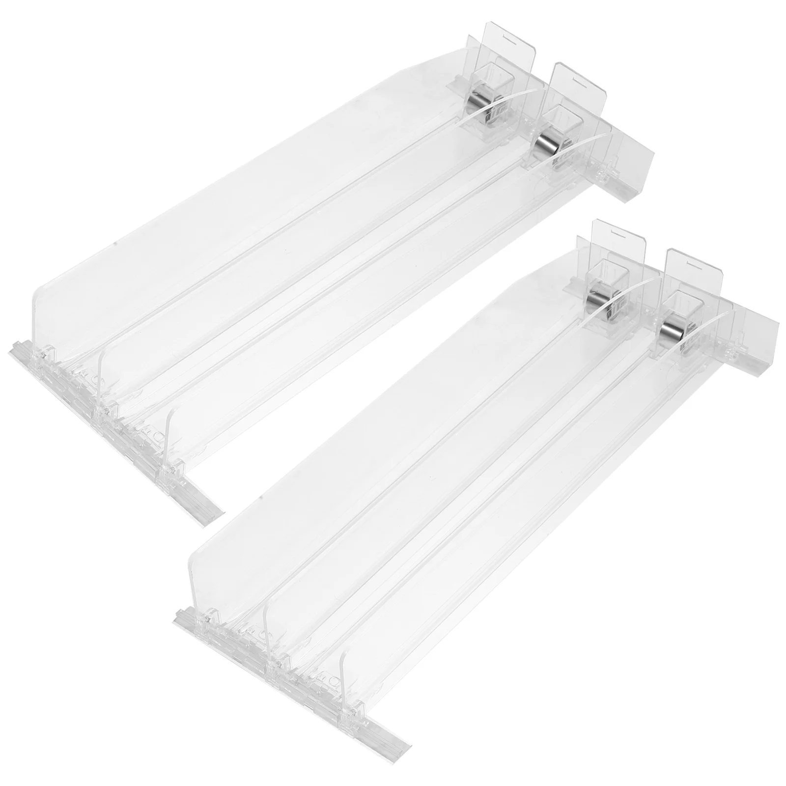 

2 Pcs Shelf Pusher Sliding Tray Automatic Drink Dispenser for Fridge Display Stand Sturdy Soda Plastic Replenishment Handy