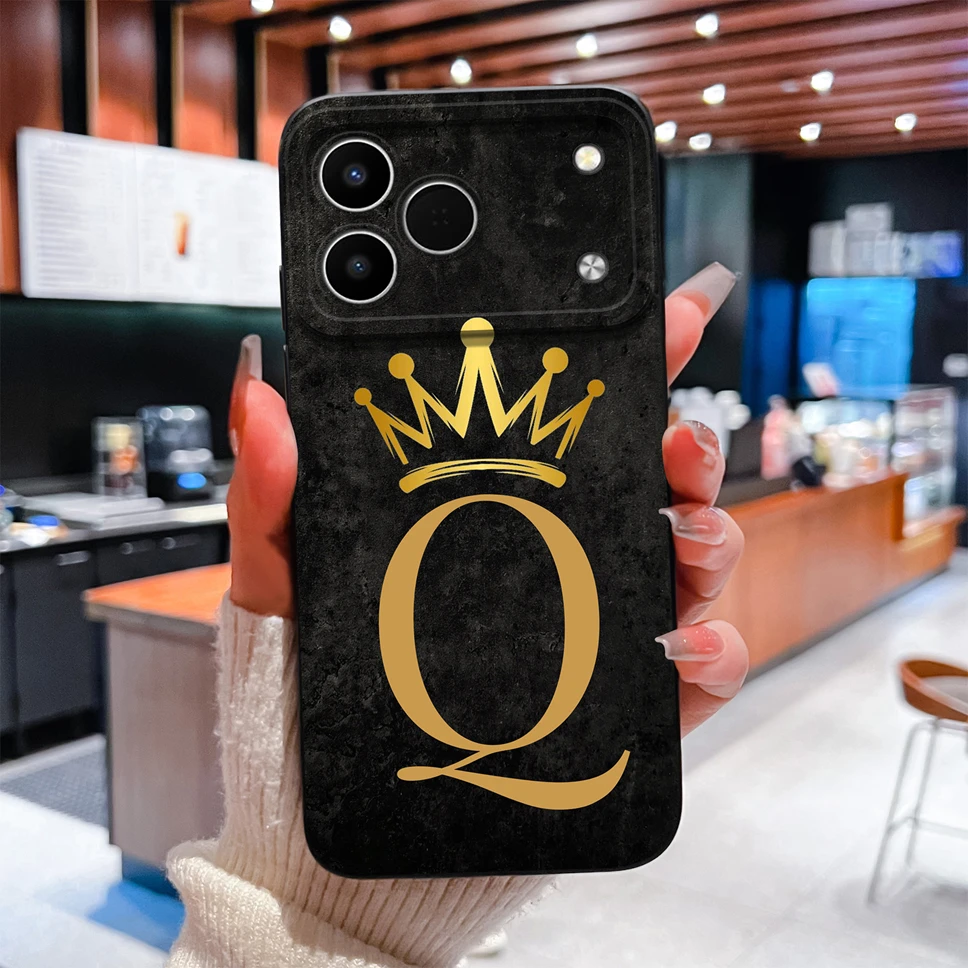 Luxurious A to Z Letters Smooth Camera Protective Soft Phone Case Cover
