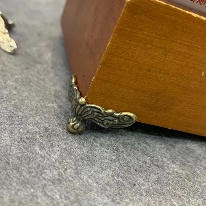 Vintage Zinc Alloy Jewelry Gift Box Wood Case Deco Carving Corners Protector Mini Furniture Foot 1PC 25*13mm Wood Box Feet Protector Furniture Corner Protector Decorative Corner Cover