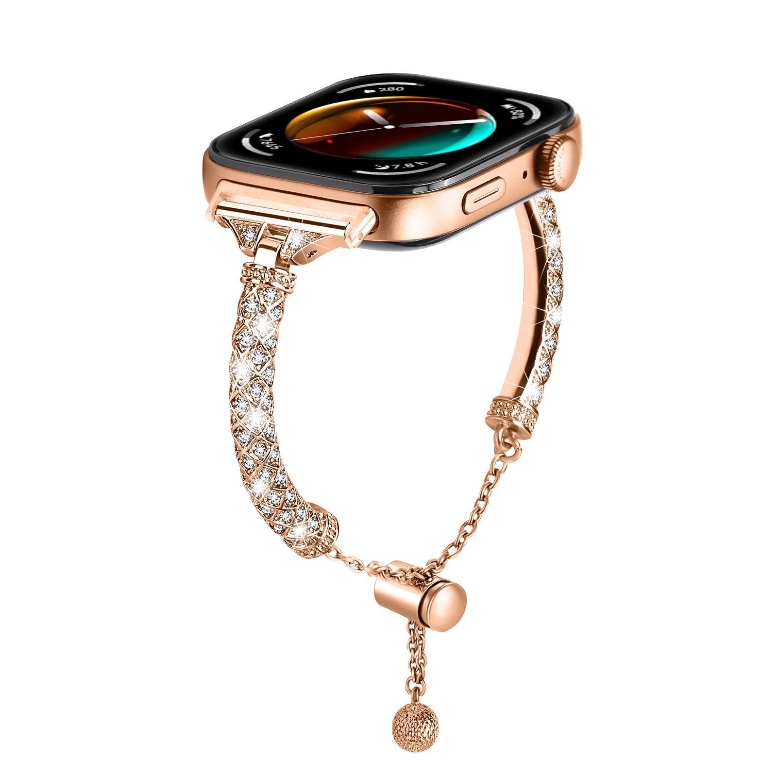 Diamond-Encrusted Stainless Steel Fashion Strap