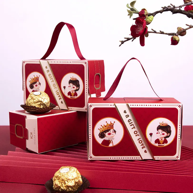 

Bride & Groom Lovely Wedding Party Sweets Candy Cake Gift Favour Boxes Bags With Portable Only You Words Tiffany