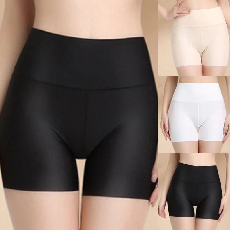 

Women Safety Shorts Pants Seamless Nylon High Waist Panties Seamless Anti Emptied Boyshorts Boxers Ice Silk Underwear