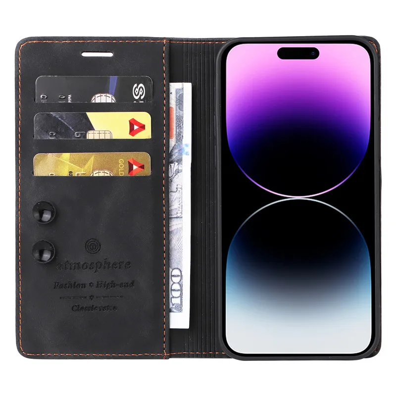 Wallet Flip Case iPhone 16 Ultra 15 14 Plus 13 12 Pro 16Pro Max Cover Suction Cup Leather Stand Phone Protective Bags leather wallet case,leather case,phone case,leather phone case
