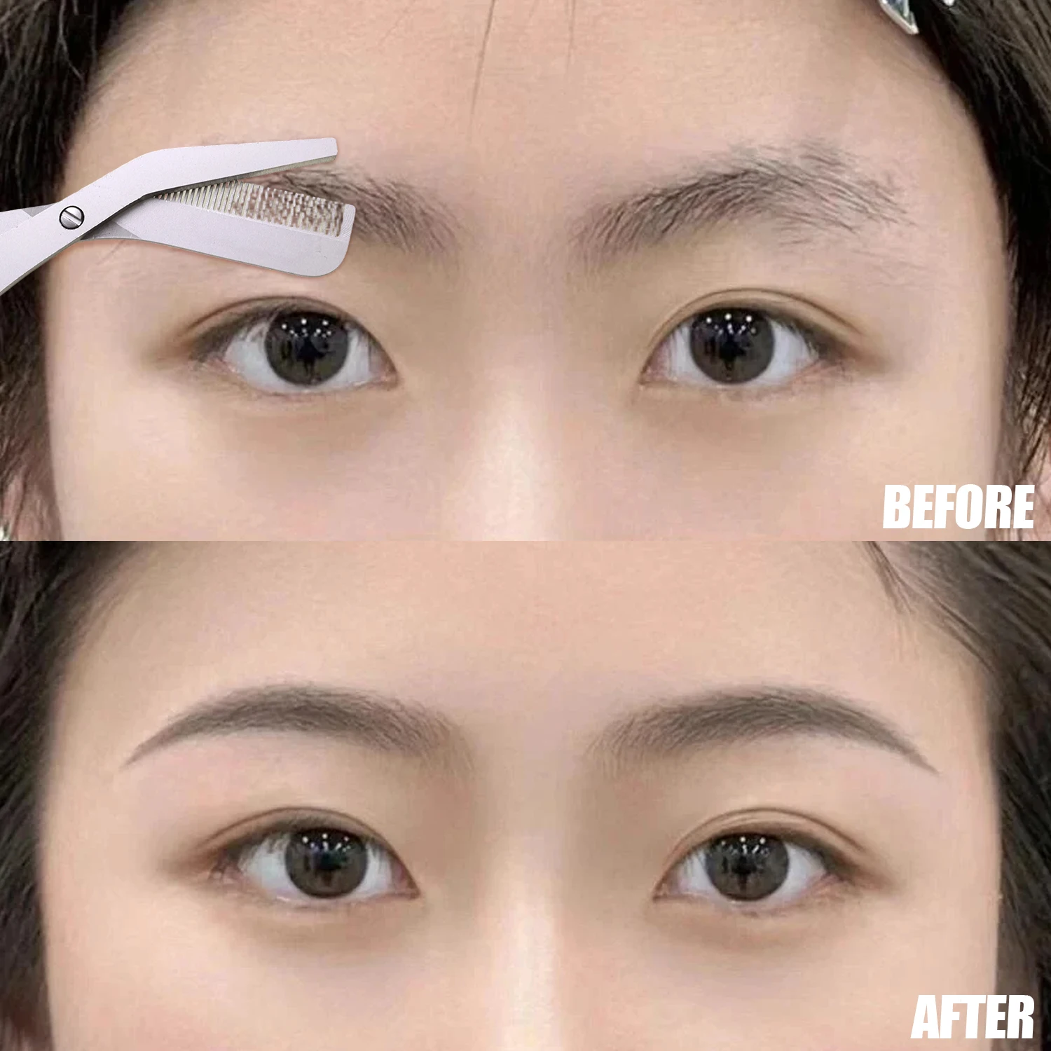Stainless Steel Eyebrow Trimming Scissors with Comb for Grooming