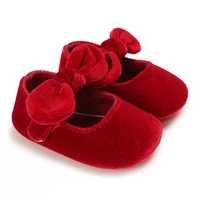 Chaussures en velours rouge pour nouveau-né fille de 0 à 18 mois, chaussures de princesse de noël pour bébé fille de 0 à 18 mois, avec nœud pour les premiers pas 4