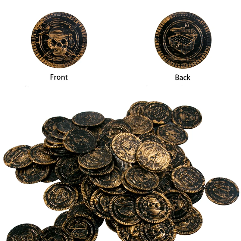 

20/40pcs Plastic Coins Pirate Metal Gold Coins Halloween Decoration Kids Treasure Toys Props Pirate Birthday Party Supplies