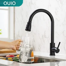 

Extendible Kitchen Faucet 360° Swivelling Brushed Nickel Kitchen Tap High Arc Spout Stainless Steel Single-Lever Sink Mixer Tap