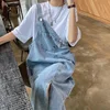 Spring Summer Denim Overall Dress Women Sleeveless Jeans Dresses Fashion Female Solid Slip Casual Loose Spaghetti Strap Dresses 4