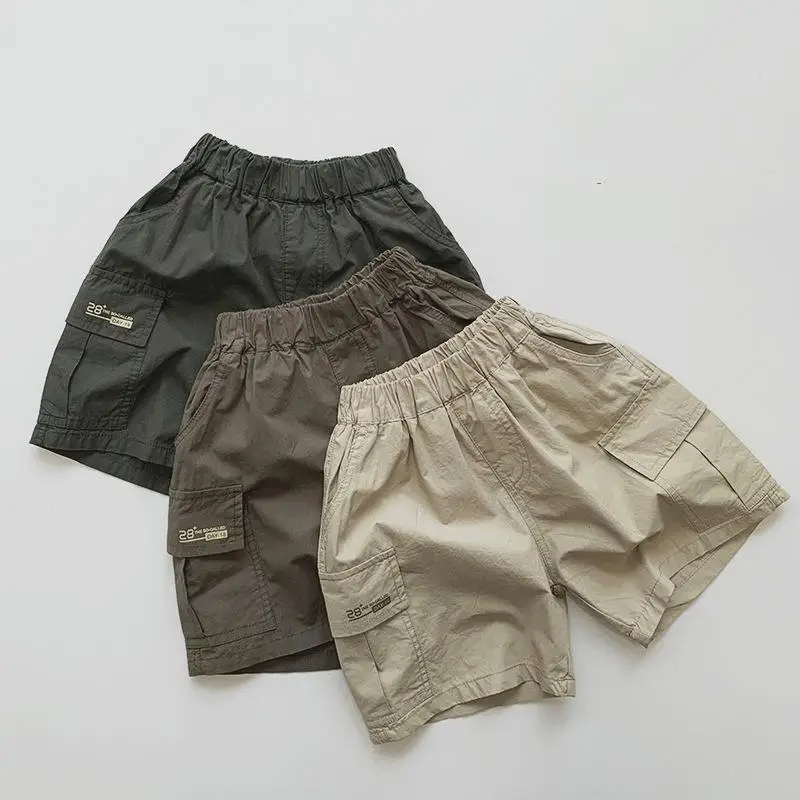 Summer New Children Shorts Cotton Girls Thin Casual Shorts Solid Toddler Boys Loose Versatile Cargo Pants Kids Clothes