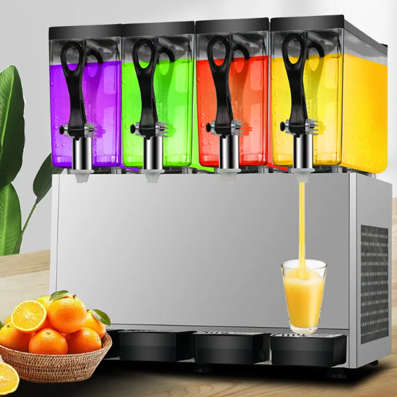 

Free ship Beverage Machine Commercial Four Cylinders Hot And Cold Mixing Type Automatic Drink Self-Service Juice Can Put Fruit