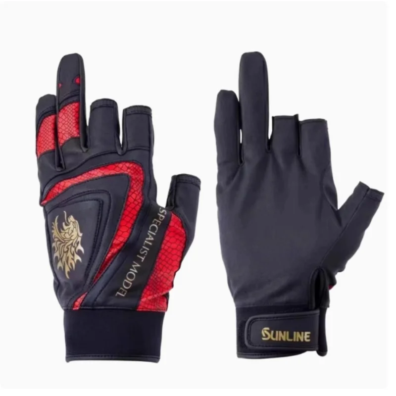 NEW SUNLINE Men Fishing Gloves for Men Women Leather Anti Slip Three Finger Sports Hiking Fishing Cycling Gloves Wear-resistant