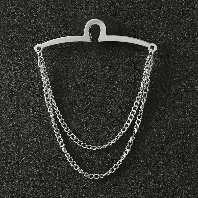 Elegant Men's Metal Brooch Pin and Necktie Chain Accessory