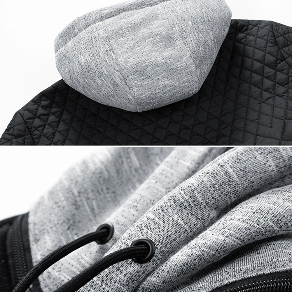 

Men Coat Cotton Coat Detachable Hat Hooded Polyester Regular Slight Stretch Top Zip-up Baseball Jacket Stylish