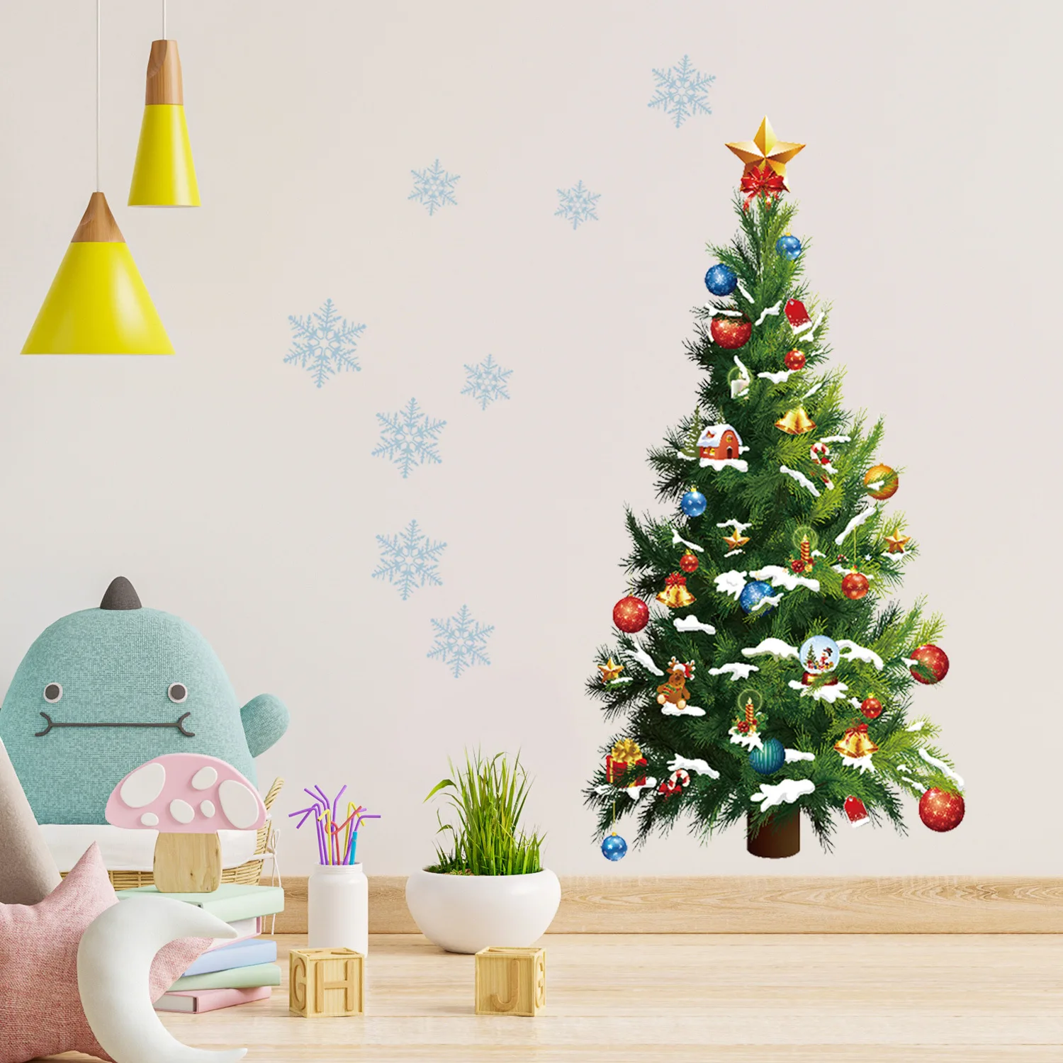 Description Picture 4 of itemChristmas Tree Wall Stickers Glass Decal Xmas Tree Snowflake Window Sticker Christmas Decoration For Home Wall Ornaments Navidad