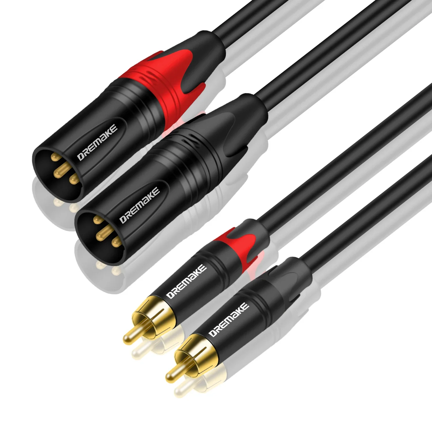 DREMAKE XLR to RCA Audio Cable Dual XLR to Dual RCA Interconnect Cable