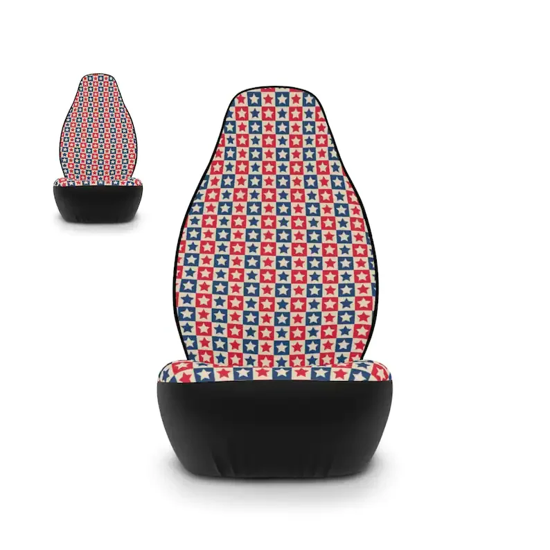 

American Flag Checkers Car Seat Cover for Women, US Flag Seat Cover for Car Vehicle, Cute Patriotic Gift, 4th July Gift, Car Sea