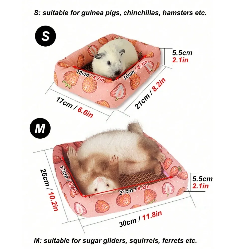 Pet Mat Print Sleep Bed House Rectangle Rattan All Seasons for Small Animal Dogs Cat Rabbit Squirrel Guinea Pig Hamster