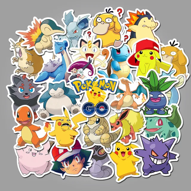 50/40/10Pcs/pack Pokemon Stickers Kawaii Pikachu Skateboard Bicycle Guitar Laptop Kids Waterproof Label Decor Stationery Sticker 3