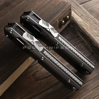 FOOHKNIFE VERSION GK SERIES MICRO Tactical TECH Gear Mirror & Stonewash Surface D2 Steel CNC 6061 Aluminum Titanium Clip 1