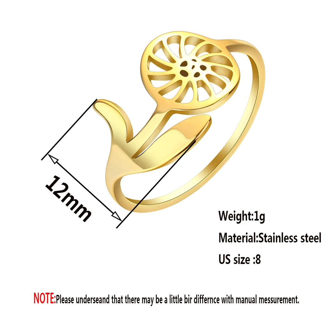 Anillo Geométrico de Flor y Hoja Vintage (Acero Inoxidable Dorado) S88a708a175ab45dca37d3812a4712320N