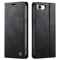 Luxury RFID - Blocking Leather Wallet Case with Card Holder & Kickstand - Shockproof and Stylish - iPhone 17 e (Black)