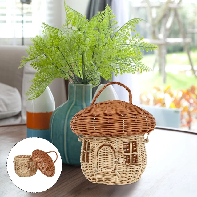 Mushroom Shape Rattan Children's Portable Small Basket Flower Green Plants  Fruit Shopping Basket Picnic Wedding Flower Basket - AliExpress