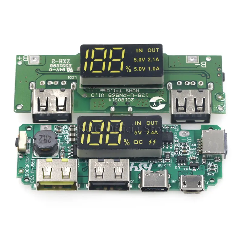 Lithium Batterij Oplader Board Led Dual Usb 5V 2.4A Micro/Type-C Usb Mobiele Power Bank 18650 opladen Module