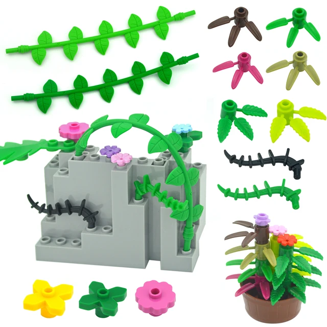 Plants Tree Leaf Flower Mushroom Pine DIY Building Blocks Compatible Grass Bush Military City Friends Accessories Locking Parts 2