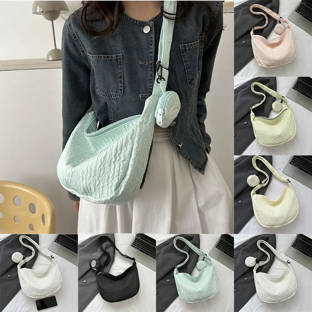 

Fresh Color Color Bubble Shoulder Bag Storage Bag Large Capacity Korean Style Bag With Coin Purse Zipper Pleated Women