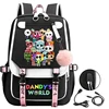 2025 New Dandys World Printed School Bag Teenage Fashion Girl Backpack Dandy's World Pattern USB Charging Schoolbag Travel Bags 2