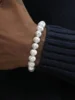 10mm Elastic Imitation Pearl Bracelet for Men Simple White Acrylic Bracelet For Women Hip Hop Fashion Jewelry Accessories 1