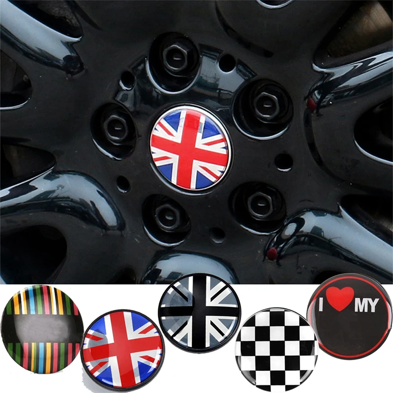 4 Pz 56Mm Car Wheel Center Cover Stickers Coprimozzo Per Mini Cooper S Jcw One + R55 R56 R60 R61 F54 F55 F56 F60 Clubman Countryman